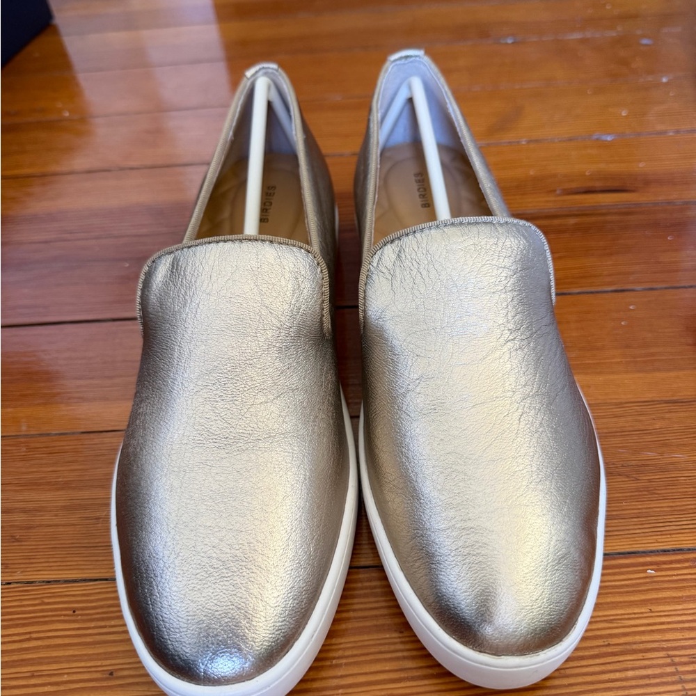 Birdies The Swift Slip On Leather Sneakers Shoes in Gold